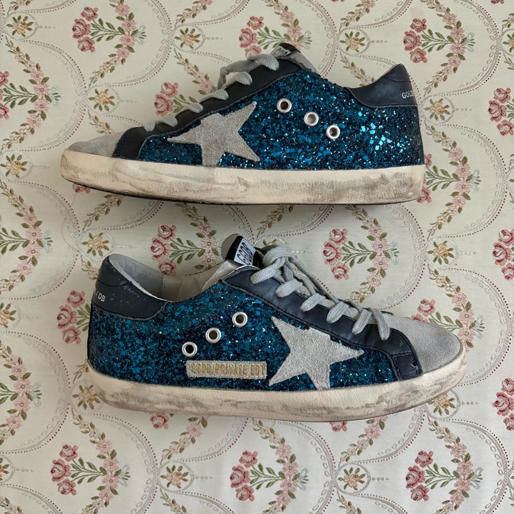 Golden Goose Blue Glitter Sneakers